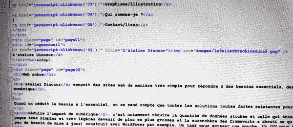 Illustration : impression écran code source
